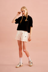 モノチェリークロップ丈ピケ／MONO CHERRY CROP PIQUE [BLACK]