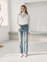 ロングセミブーツカットデニムパンツ / W52 LONG SEMI BOOTS CUT DENIM PANTS_LIGHT BLUE