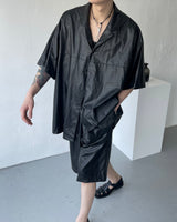 SI レザーオーバーサイズフィットショートスリーブシャツ / SI Leather Oversized Fit Short-Sleeved Shirt (3XL)