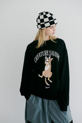 CS ラッキークルーネック / BSR2223FWPO070 CS LUCKY CREWNECK BLACK