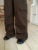 Minka Bag Ribbon Shirring Pintuck Cotton Cargo Pants