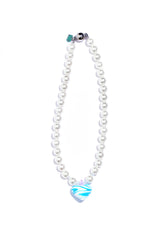 マーブルグラスハートパールネックレス / MARBLE GLASS HEART PEARL NECKLACE #102
