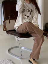 キャットドローイングスウェットシャツ/CAT DRAWING SWEATSHIRTS (OATMEAL)