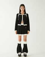 ブークルニットクロップジップアップ/BOUCLE KNIT CROP ZIP UP BLACK