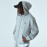 オーバーフィットプリンティングフードジップアップ/OVERFIT PRINTING HOOD ZIP-UP-MELANGE GREY