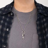 2ディファレントテクスチャーチェーンレイヤードネックレス/[Unisex] 2 different texture chain layered necklace