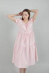 ロマンティックシャーリングロングワンピース / Romantic Shirring Long Onepiece Pink