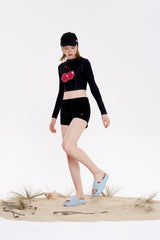 ビッグチェリークロップラッシュガード / BIG CHERRY CROP RASHGUARD [BLACK]