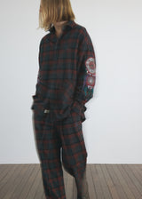 DREAMCATCHER CHECK LOOSE-FIT PANTS (Khaki) (6680169611382)