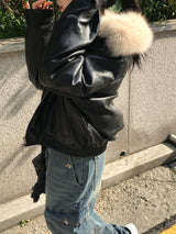 vintage fur two-way blouson jumper