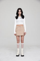 mii リブ LS クロップTシャツ / ストラップタンクトップ / mii RIBBED LS CROP T-SHIRT WHITE