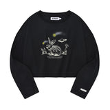 ウィティーバニースケッチクロップTシャツ／WITTY BUNNY SKETCH CROP T-SHIRT [BLACK]