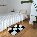 Curvy checkerboard mini rug - Black