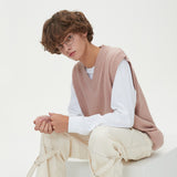 LAMBSWOOL V NECK KNIT VEST_PINK (6611351634038)