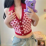 レッドハートホルタートップ/red heart halter top