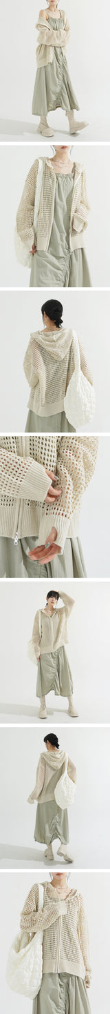 Mesh Finger Warmer Hood Zip-up