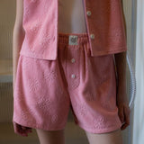 フラワーテリーハーフパンツ / FLOWER TERRY HALF PANTS_PINK