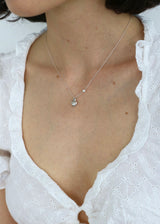 Heart pearl necklace / silver 