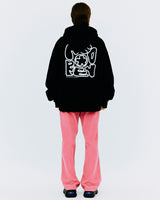 バックスプレータイポフーディー/BACK SPRAY TYPO HOODIE-BLACK