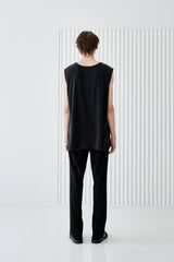 MODAL LENGTHY SLEEVELESS T-SHIRT BLACK (6566880149622)