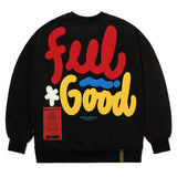 フィールグッドオーバーサイズドヘビースウェットシャツ / 22 FEEL GOOD OVERSIZED HEAVY SWEAT CREWNECK WHITE MELANGE / BLACK
