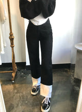 セミワイドフィットデニムパンツ/SEMI WIDE FIT BLACK+WHITE DENIM PANTS [17723]