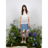 リネンストライプニットトップ / LINEN STRIPE KNIT TOP - WHITE