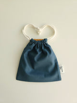Two tone string pouch - teal blue M