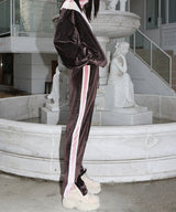 ベルベットライニングトラックパンツ/ velvet lining track pants - BROWN (4435428933750)