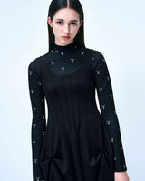 ピンタックジャージードレス/DOZI - Pintuck Jersey Dress _ Black