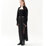 211-BUCKLE SATIN SLIT SKIRT (6550225191030)