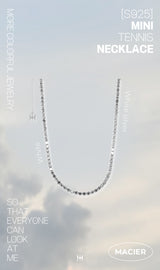 ホワイトミニテニスネックレス/[S925] White Mini Tennis Necklace (white silver)