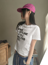 オフラインレタリングセミクロップ半袖Tシャツ