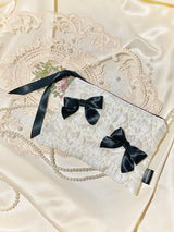 Glossy Organza Ribbon Zip-pouch (M)