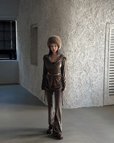 May Velvet Hooded Wrap T-shirt