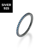 [S925]１㎜テニスリング/[S925] 1MM Sky Tennis Rilng (black silver)