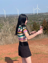 Pop stripe knit T 