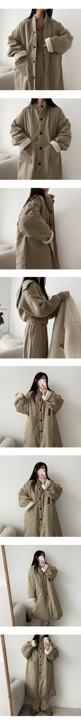 [Double-sided] [Wool] Lette Woolly Privacy Blonde Padded Bomber Jacket