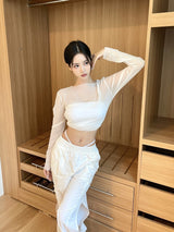 ホールストラップロングワイドパンツ