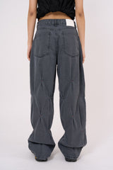 Red clown wide denim pants