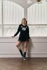 Schnee Football Team Shirring T Shirt - Black