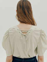 レースアップパフトップ / Lace up puff top - Mint