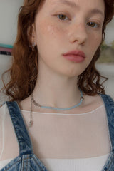 ブルーソーダジェムストーンサージカルネックレス/Blue soda gemstone surgical necklace