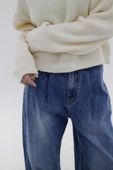 no.535 ピンタックミディアムデニムパンツ/no.535 Pintuck Medium Blue Denim Pants