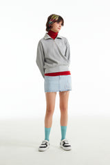 チェリーハイネックハーフジップアップ／CHERRY HIGH NECK HALF ZIP UP [MELANGE GRAY]