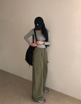 [BELLIDE MADE] スエードポケットワイドカーゴパンツ