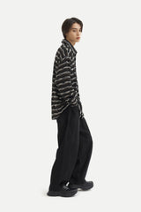 ルブルイヤールウールカラーカーディガンシャツ/Le brouillard Wool collar cardigan shirt S113 Black
