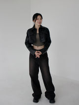 ブラウンウォッシュドデニムトラウザーズ / Brown washed denim trousers