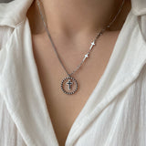 コインブラッククロス2ウェイネックレス/ky Coin Black Cross Two Way Necklace