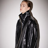 レザージップアップジャンパー / Leather zip-up jumper black